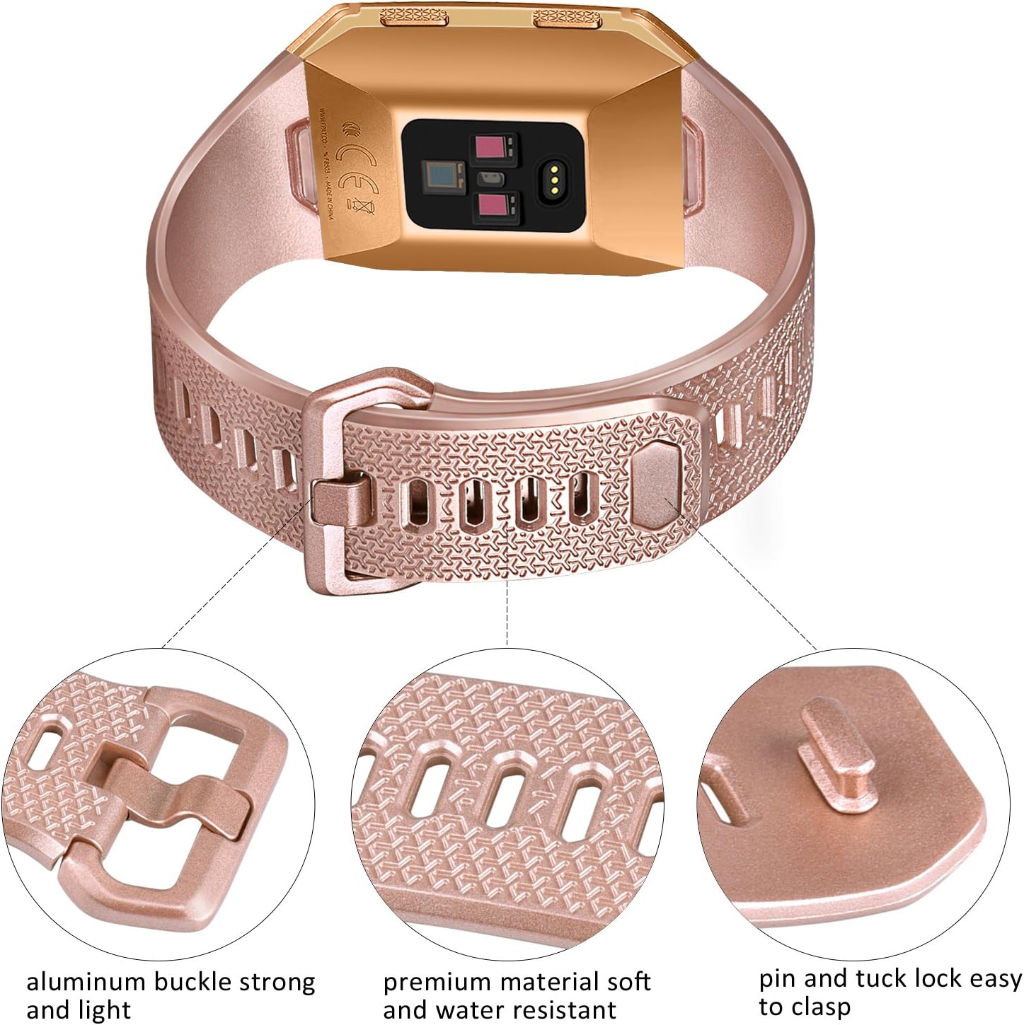 6 Pack Sport Bands Compatible with Fitbit Ionic Bands for Women Men, Replacement Soft Silicone Wristbands Rose Gold, Silver, Gold, Black, Gray, Slate, Small : Electronics