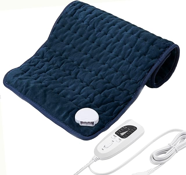 Electric Heating Pads,Heated Pad for Back Pain Muscle Pain Relieve,6 Heat Level Settings-Auto Shut Off,Machine Washable (Dark Blue, 24"X12")