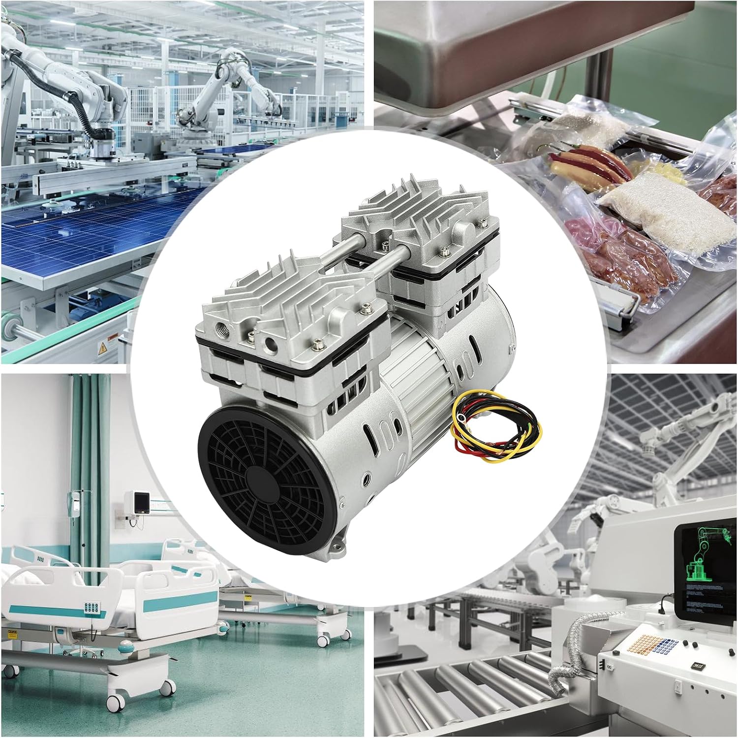 Oil-free Silent Vacuum Pump, 110V 60Hz Air Compressor Head 800W Small Air Pump Head Motor