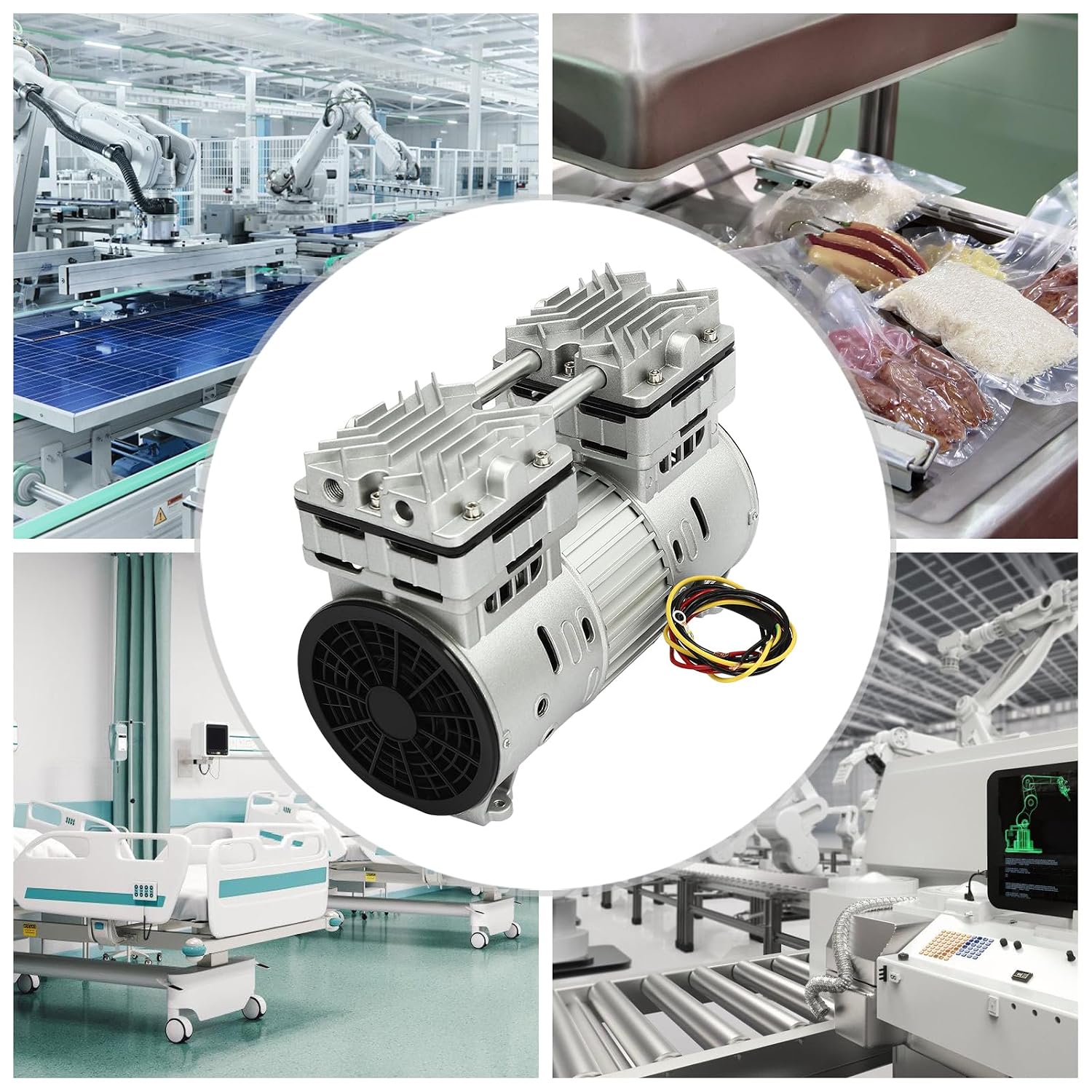 125L Oil Free Lab Vacuum Pump Oilless Medical Mute Pump 800W 110V,1700rpm Speed