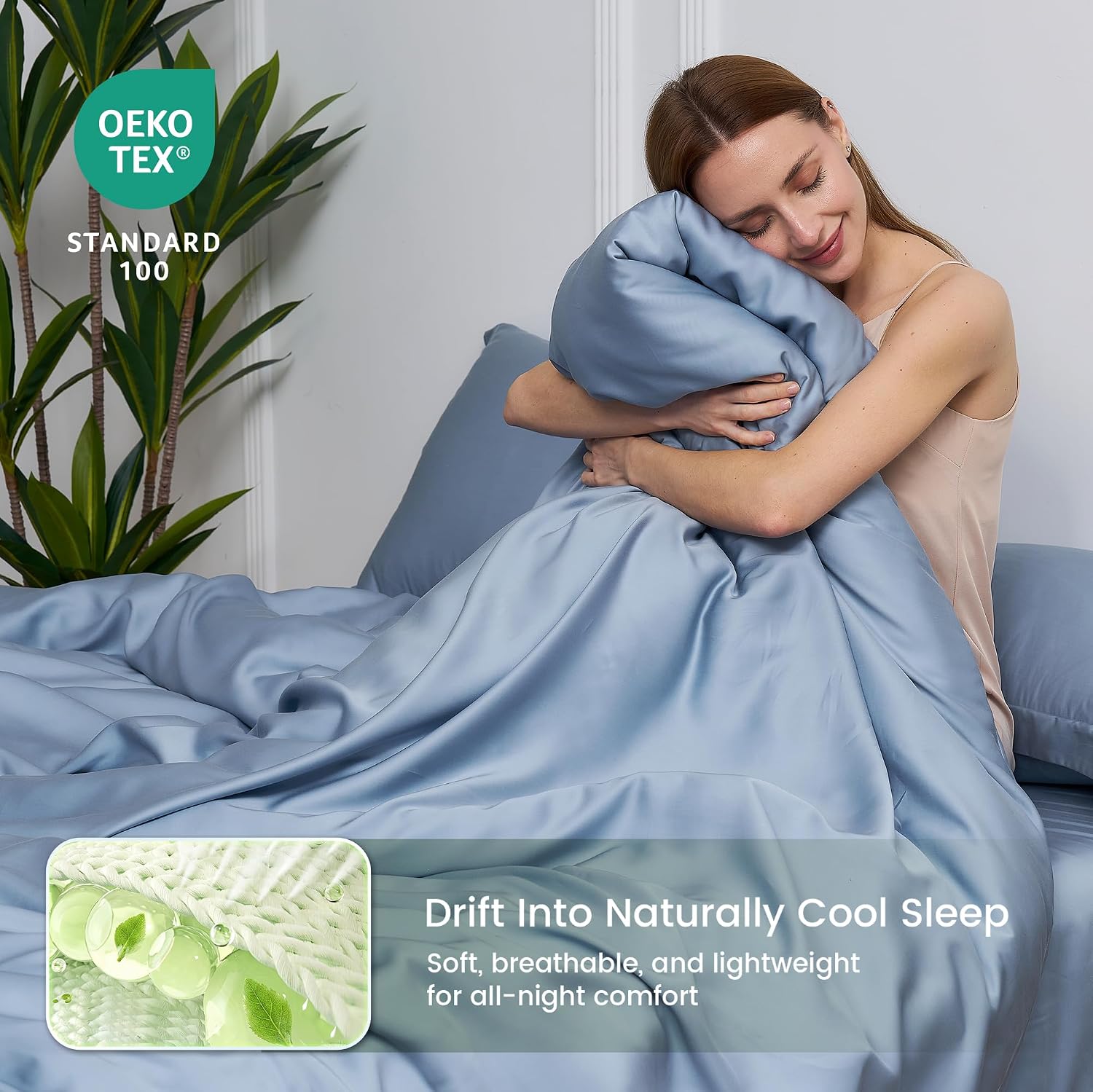 Tencel™ Lyocell Duvet Cover Set, Silky Soft Breathable, King, Slate Blue image 5
