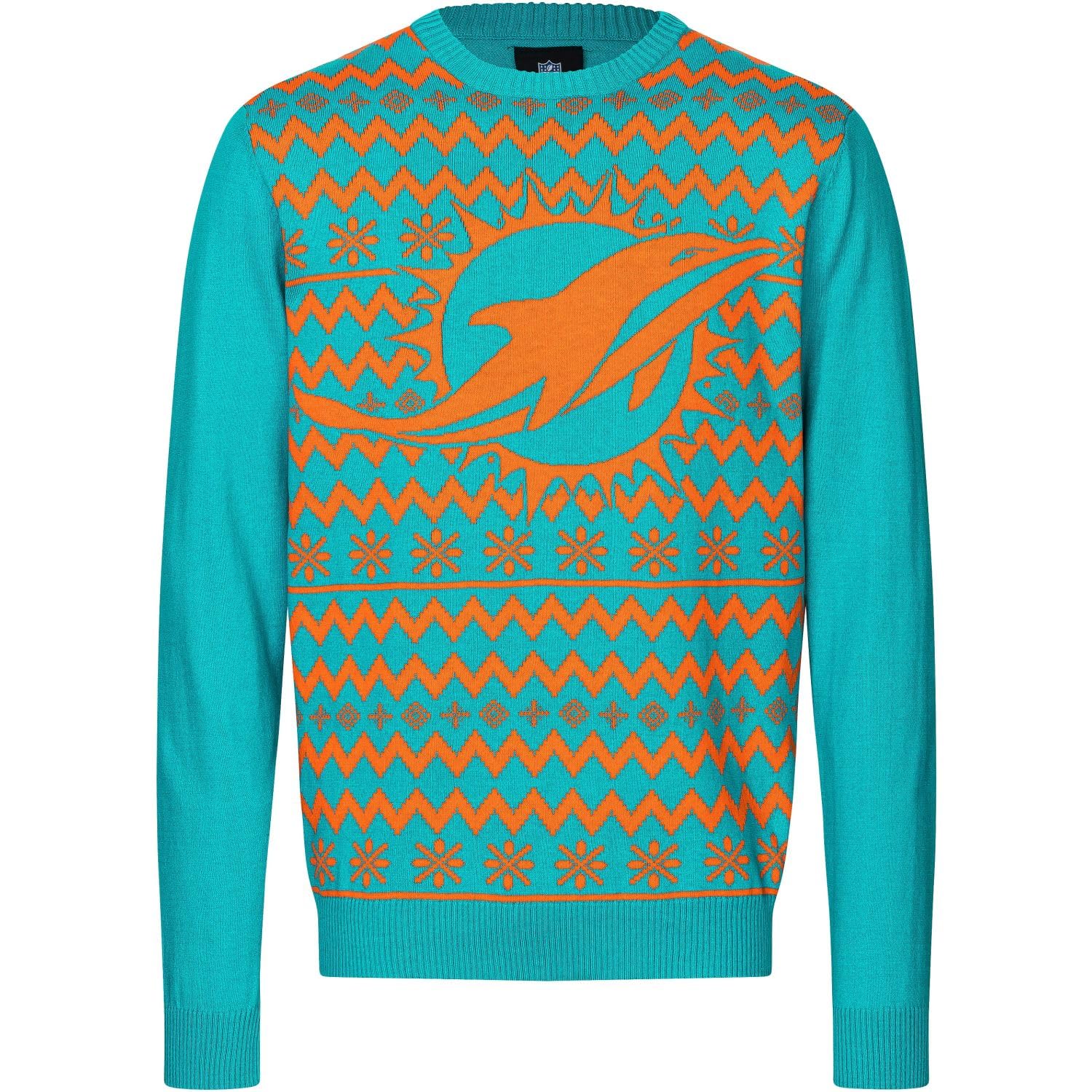 Foco Men's Miami Dolphins Nfl Winter Sweater Xmas Knit Pullover - Xl