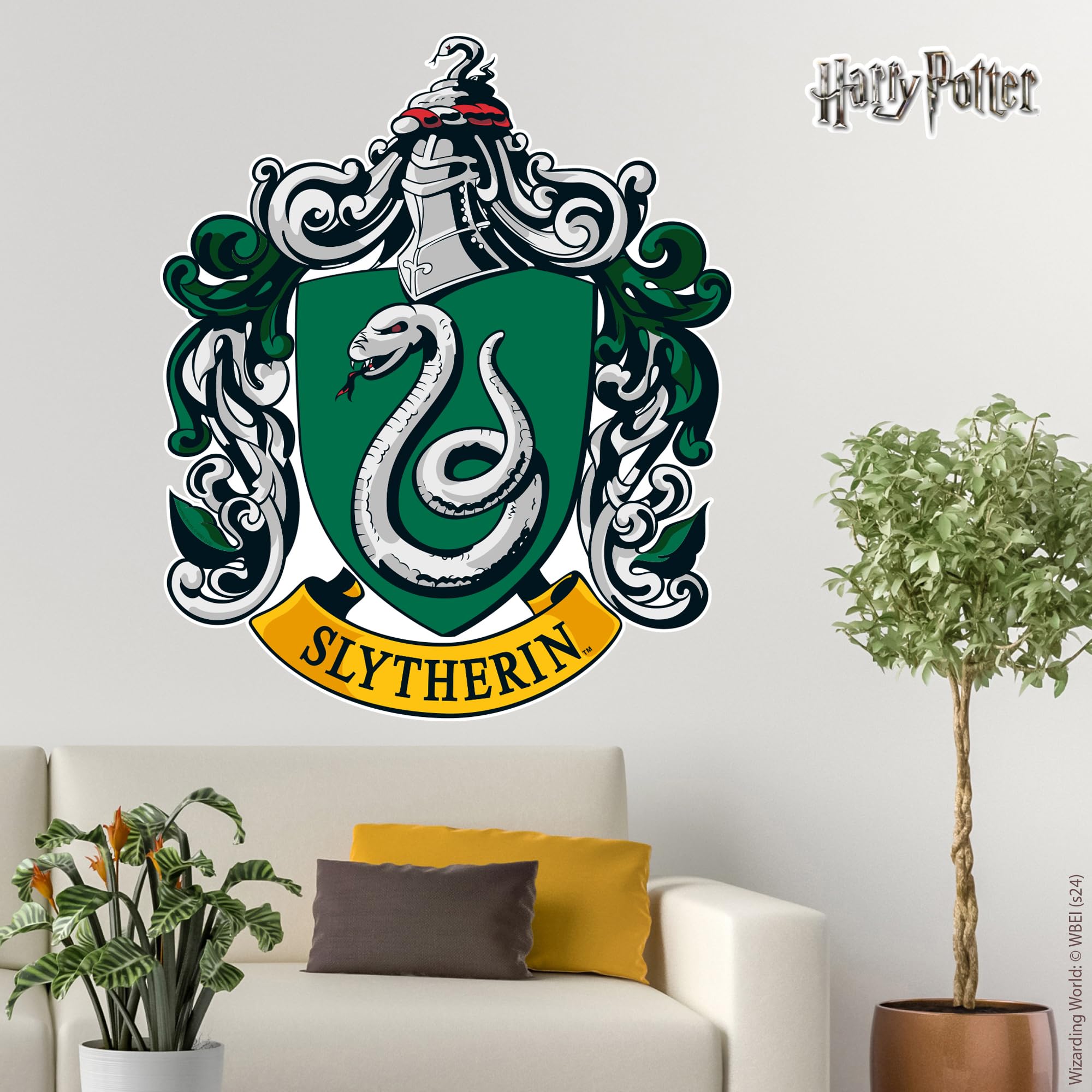 Themed Green Harry Potter Wall Sticker – Slytherin Crest Wall Decal Wizarding World Art (60Cm Height X 50Cm Width)
