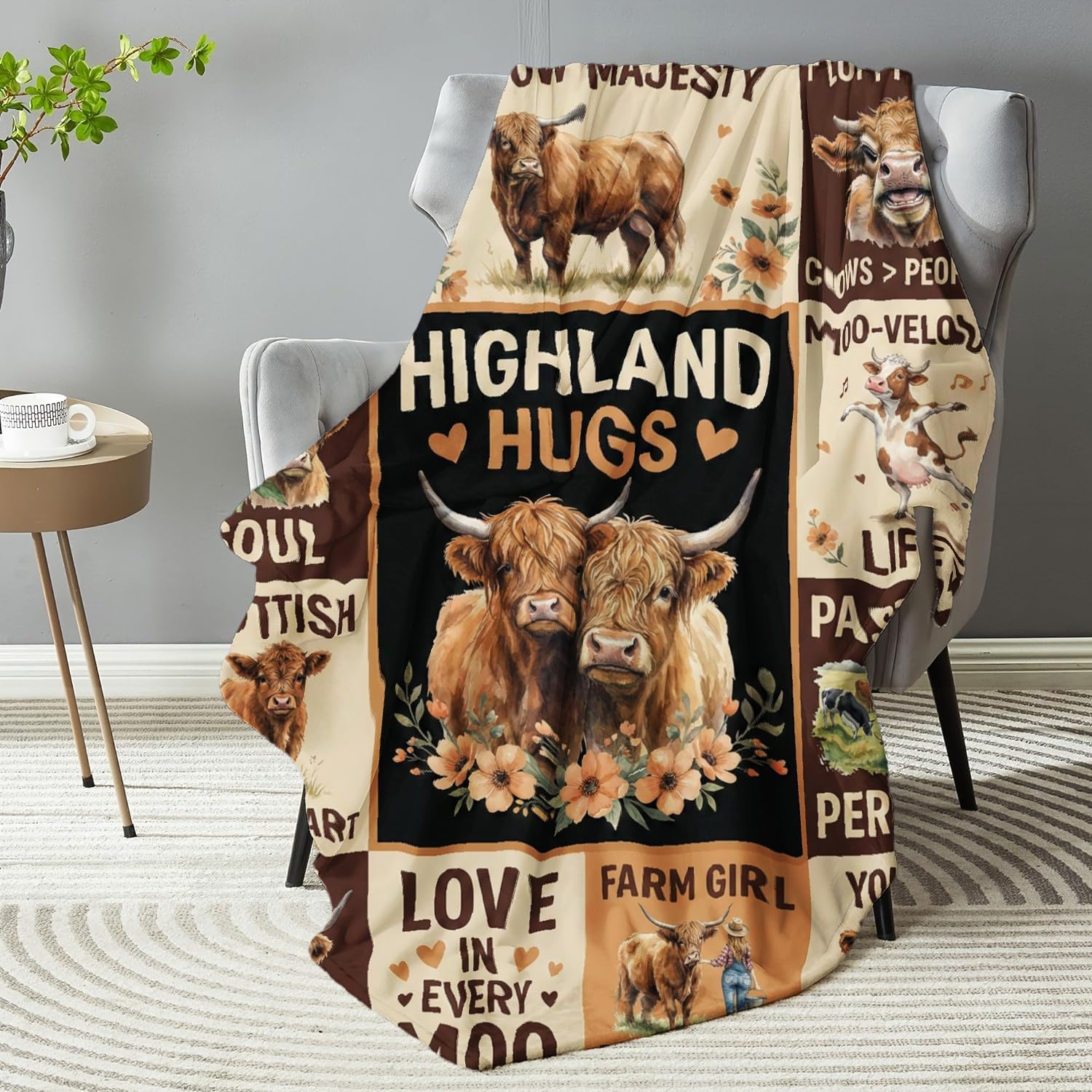 Cow Print Decor Bedding Throw Blanket Soft Cute Flannel Animal Print Throw Blanket Funny Cow Lover Best Warm Gifts Home Decor Gifts for Friends,Family,Wife,Self 50"x60" (Cow3) - Image 2