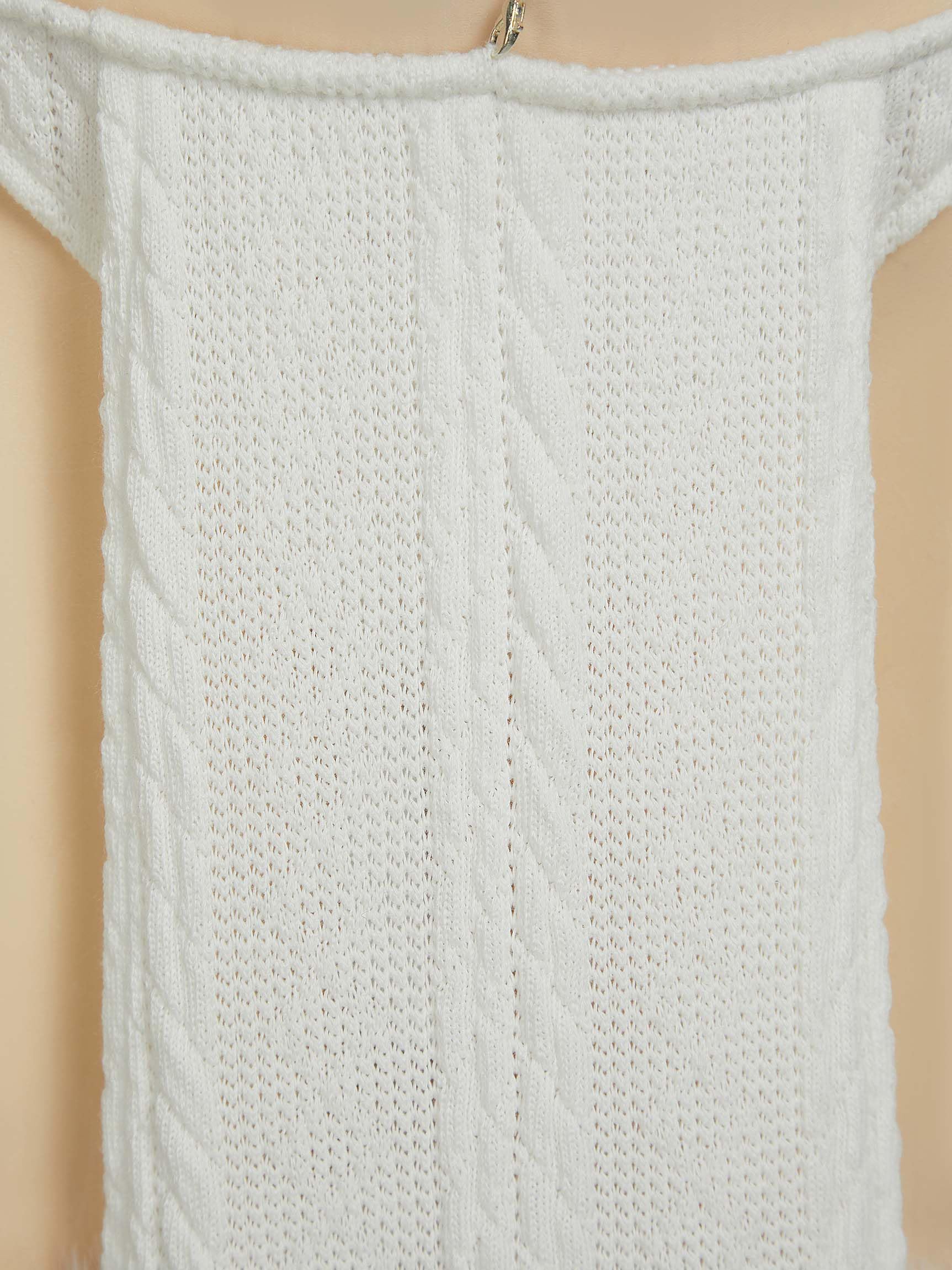 Mobbunny Women Sexy Lingerie Set Winter White Sweater Hollow Lace-up Outfit with Sleeves