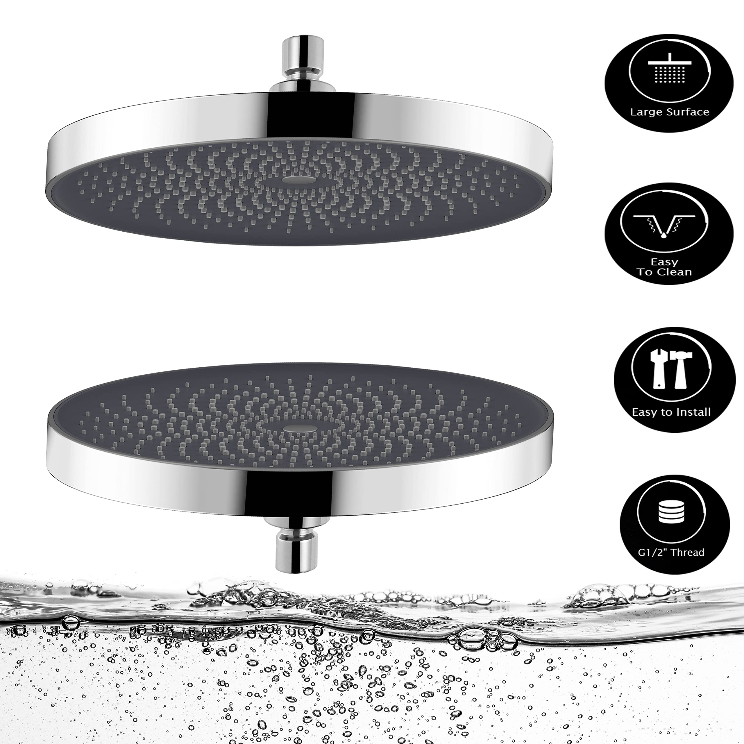 Alcachofa de ducha, rociador ducha 260 mm, juego de ducha premium. Ducha de Masaje Rociador para Spa (Cromo)