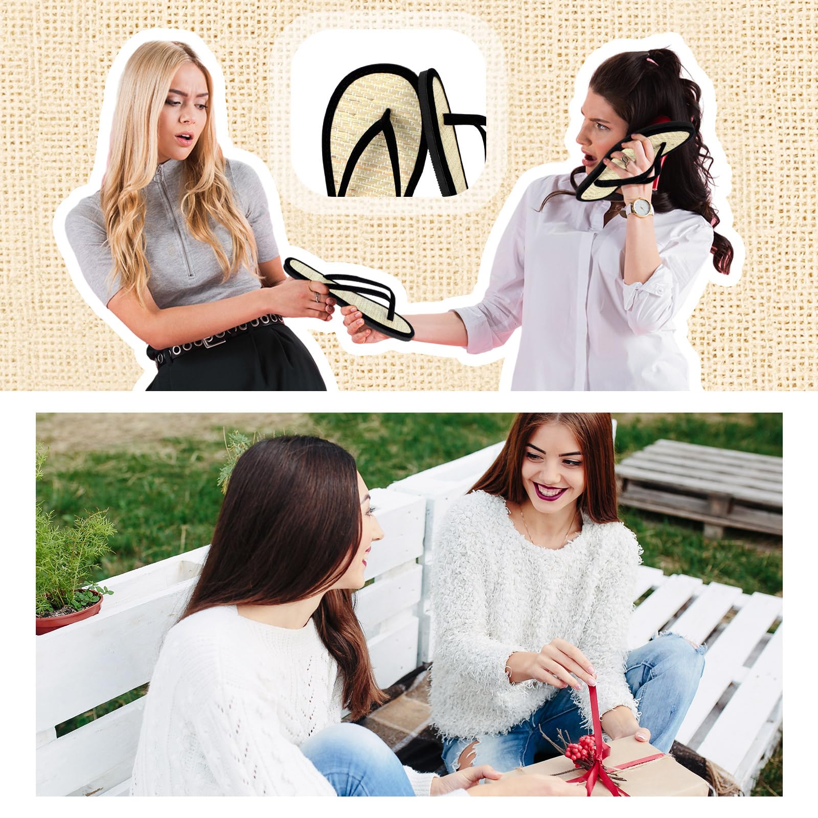 Cozypower Chanclas de bambú para mujer, antideslizantes, ligeras, para interiores, verano, playa, sandalias tejidas de bambú