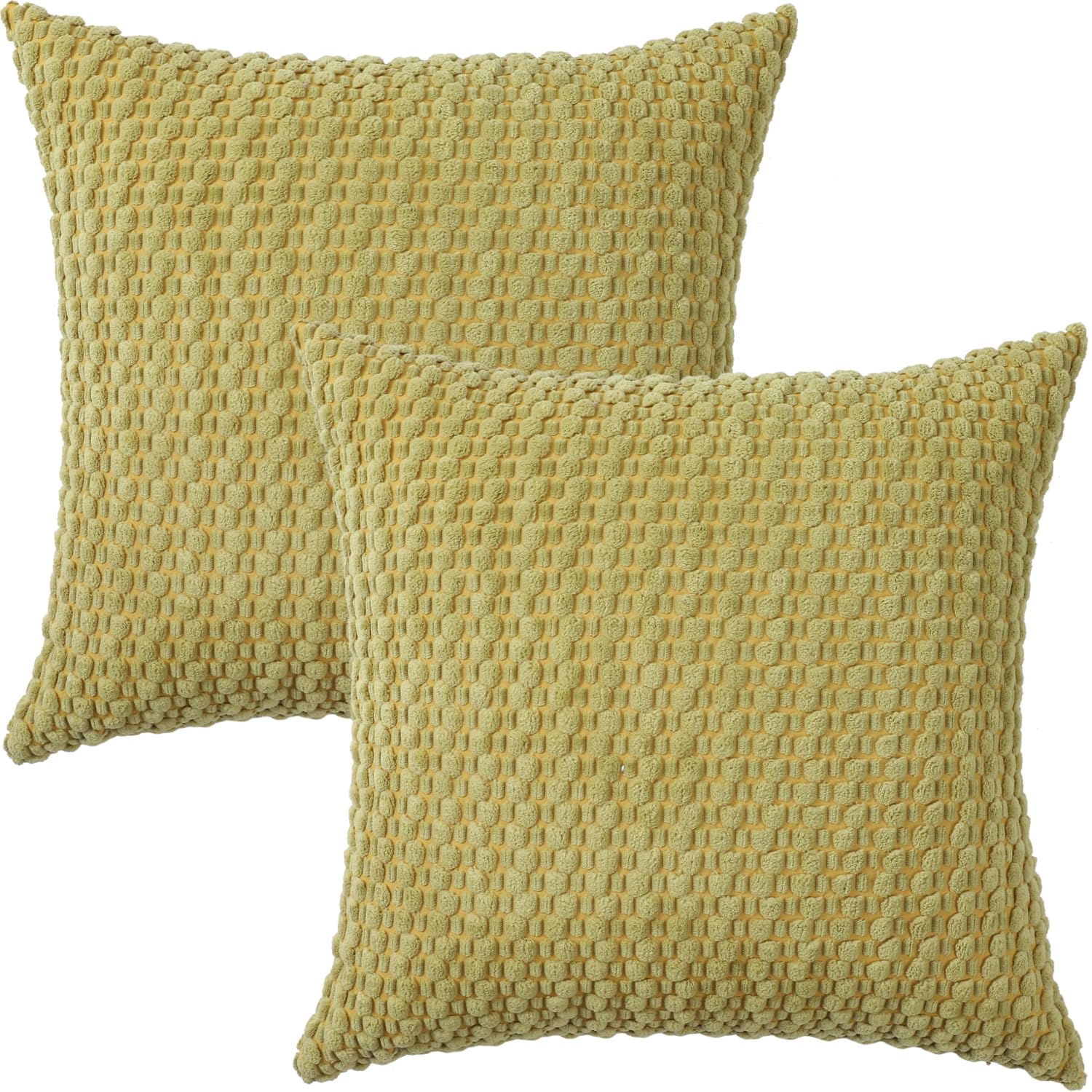 Tennove Cushion Covers 40x40cm Decorative Modern Grass Green Pillow Cases Pack of 2 Corduroy Boho Soft Throw Pillow Covers Square Pillowcases for Sofa Living Room Bed Home Decor โ image 1