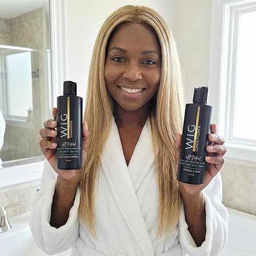 Miniatura 2 de LIT UNICORNS Juego de champú y acondicionador de peluca antiestática natural | para pelucas de cabello sintético y humano | Limpia, protege,