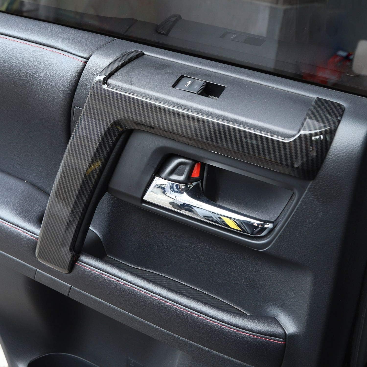 Voodonala for 4Runner Carbon Fiber Inner Door Handle Door Pull Cover Trim Cover Decoration Garnish for Toyota 4Runner Interior Accessories 2010-2025+ 4pcs