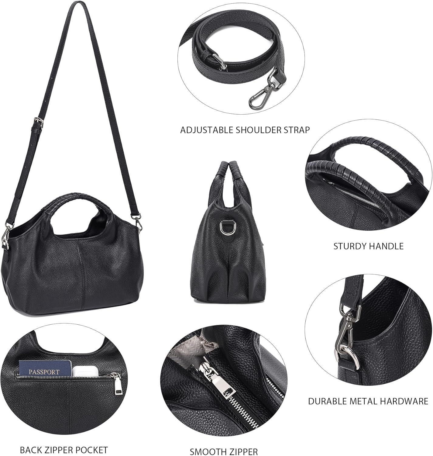 Genuine Leather Hobo Tote Bag Purses for Women - Image 8