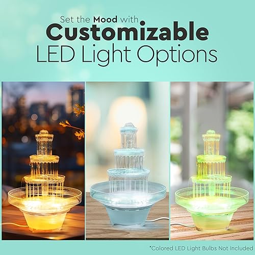 Miniatura 7 de Crafts Central Fuente de agua de plástico iluminada para bodas, ideal para centros de mesa, fiestas, decoración de oficina y decoración del hogar