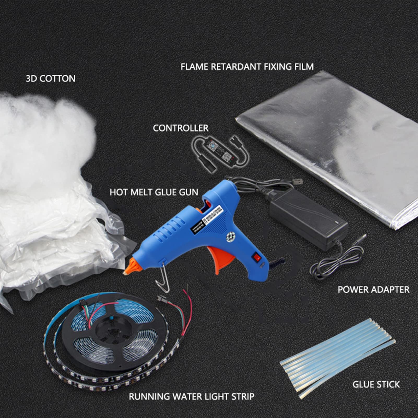 Luci a Nuvola Temporalesca, Strisce Luminose a LED RGB Intelligenti Decorazione Dell'Atmosfera, Kit Luce LED a Nuvola Temporalesca 3D in Cotone Fai-da-Te Creativo,RGB,82ft/25m