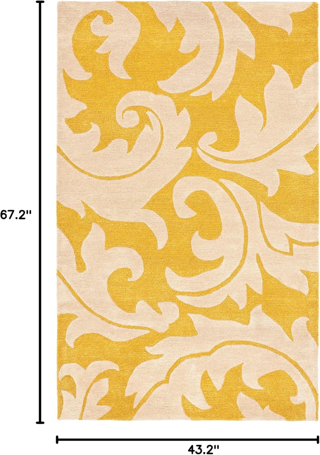 Ivory and Gold Hand-Tufted Wool and Viscose Area Rug
