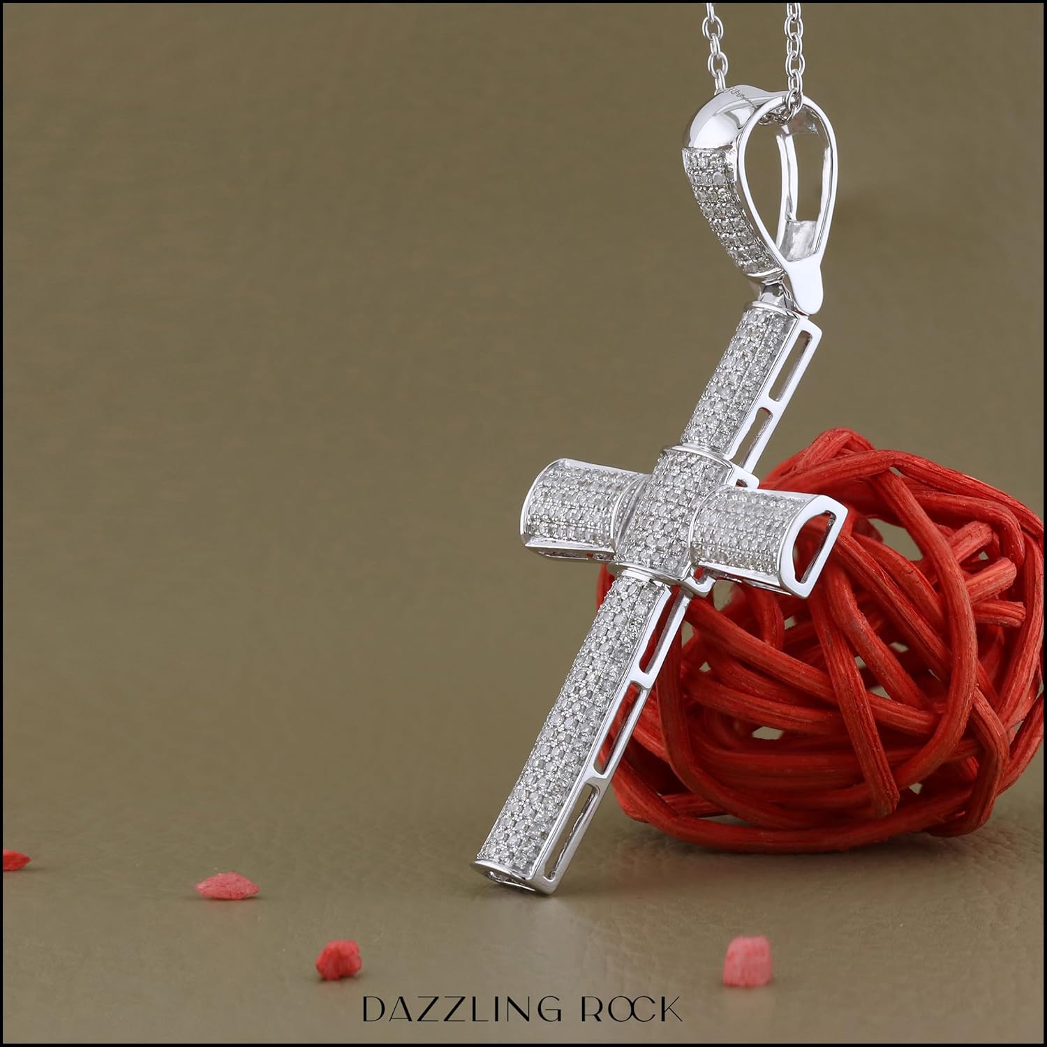 Dazzlingrock Collection 1.00 Ctw Round White Natural Diamond Mens Hip Hop Cross Pendant, in Real Solid Gold & 925 Sterling Silver - Image 3