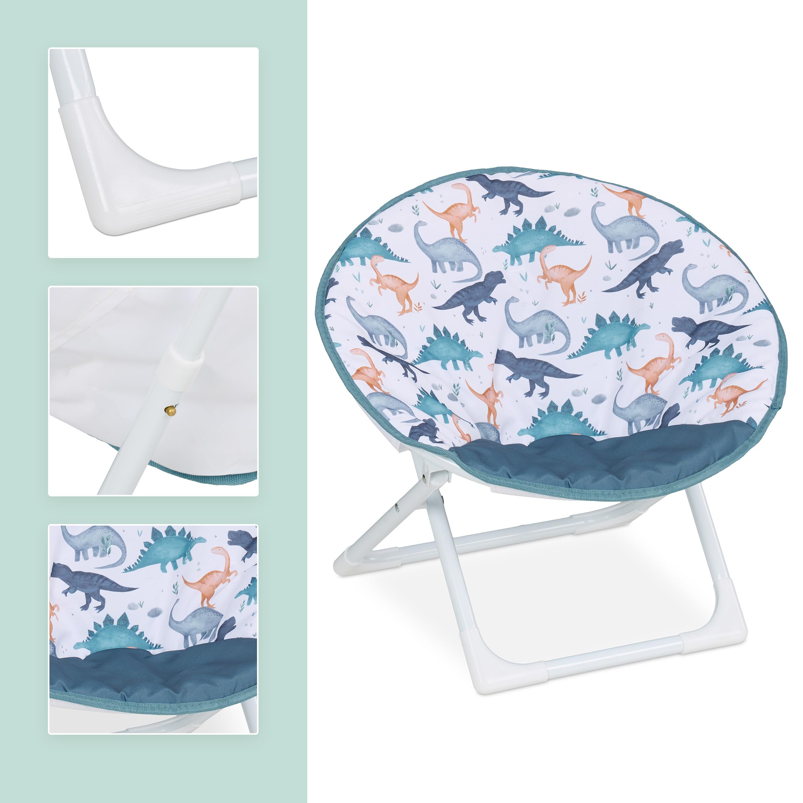 Relaxdays Silla Infantil Plegable, Dinosaurio, 47x50x48 cm, Asiento Niños Exterior/Interior, Sillón Peques, Multicolor