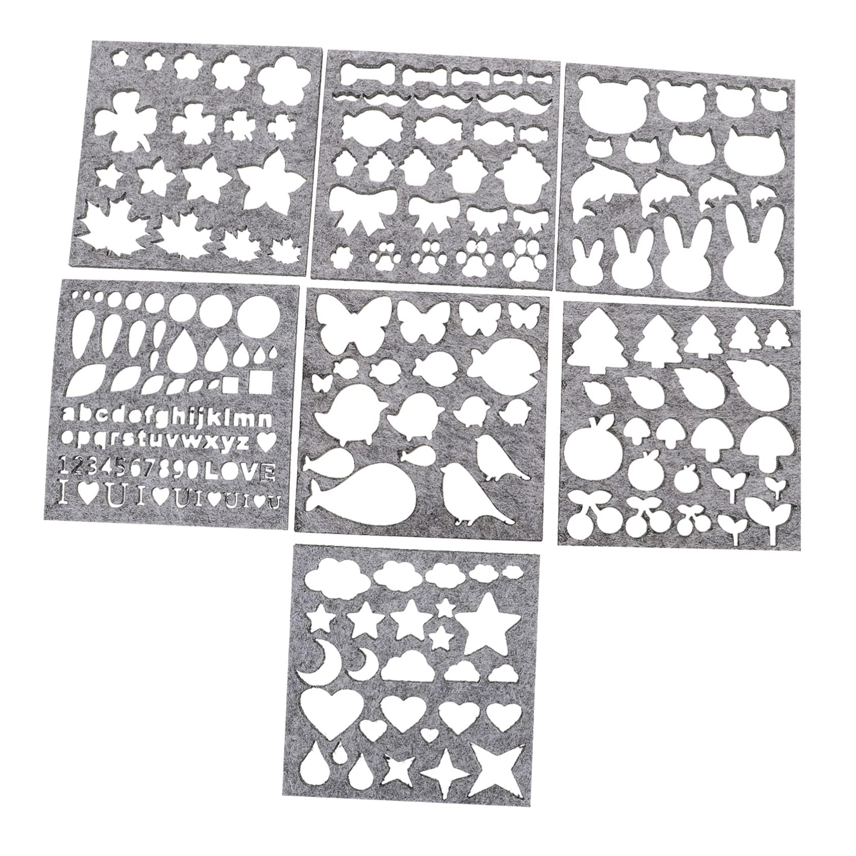 Tofficu 7 Pcs Wool Felt Mold Needle Embroidery Tool Felting Applique Embroidery Felt Mold Applique Mold DIY Felt Craft Stencil Felting Mold Embroidery Shaping Mold DIY Needle Felt Template