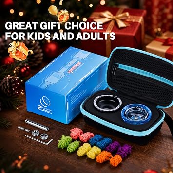 MAGICYOYO Responsive Yoyos for Kids Beginners Proyoyo 2 Pack Dual Function Trick Yoyo V3 + Cystal Yoyo K2 with 12 Yo String 2 Holes Case Bag Accessory Kit V3 Black + K2 Blue