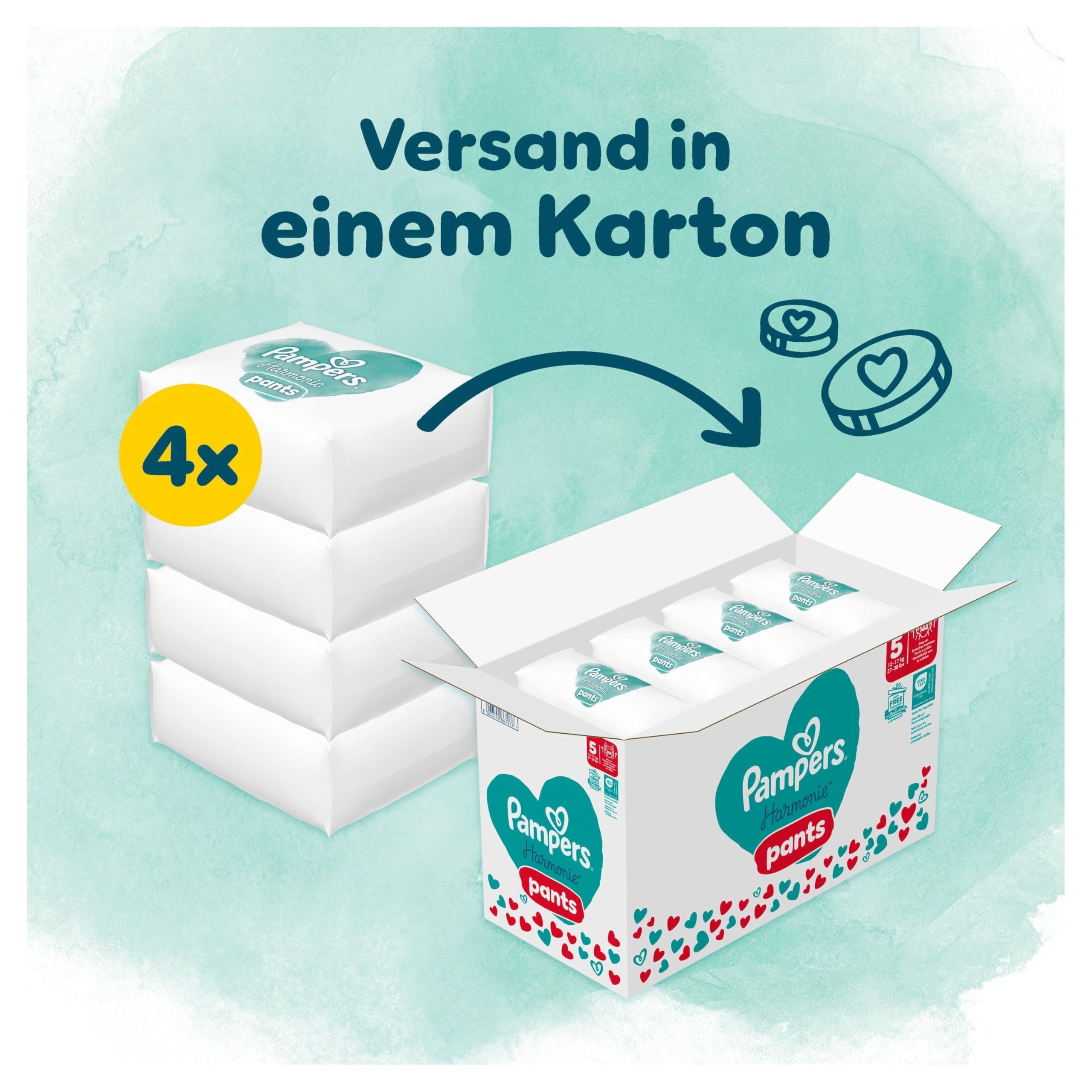 Pampers Harmonie Pants Größe 5 144 Windeln 12kg-17kg 360° Komfort-Fit