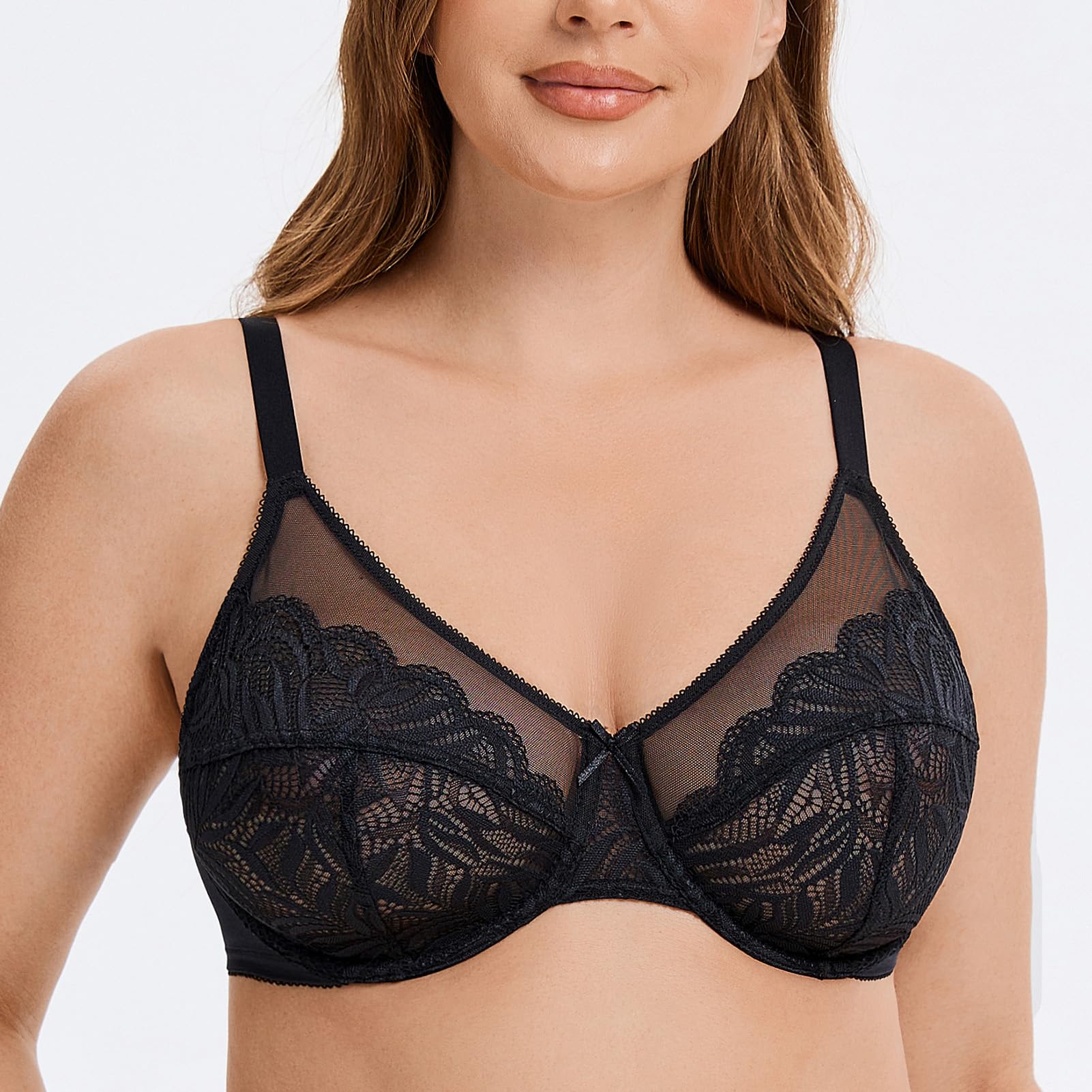 MELENECA Reggiseno Riduttore per Donne con Petto Grande, con Armatura, Taglie Grandi, Copertura Completa e Pizzo