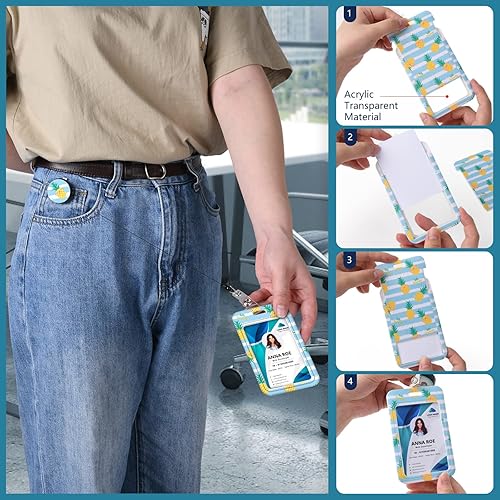 Miniatura 6 de Soporte para tarjetas de identificación con cordones y carrete de insignia, bonito soporte retráctil para tarjetas de identificación con cinturón de