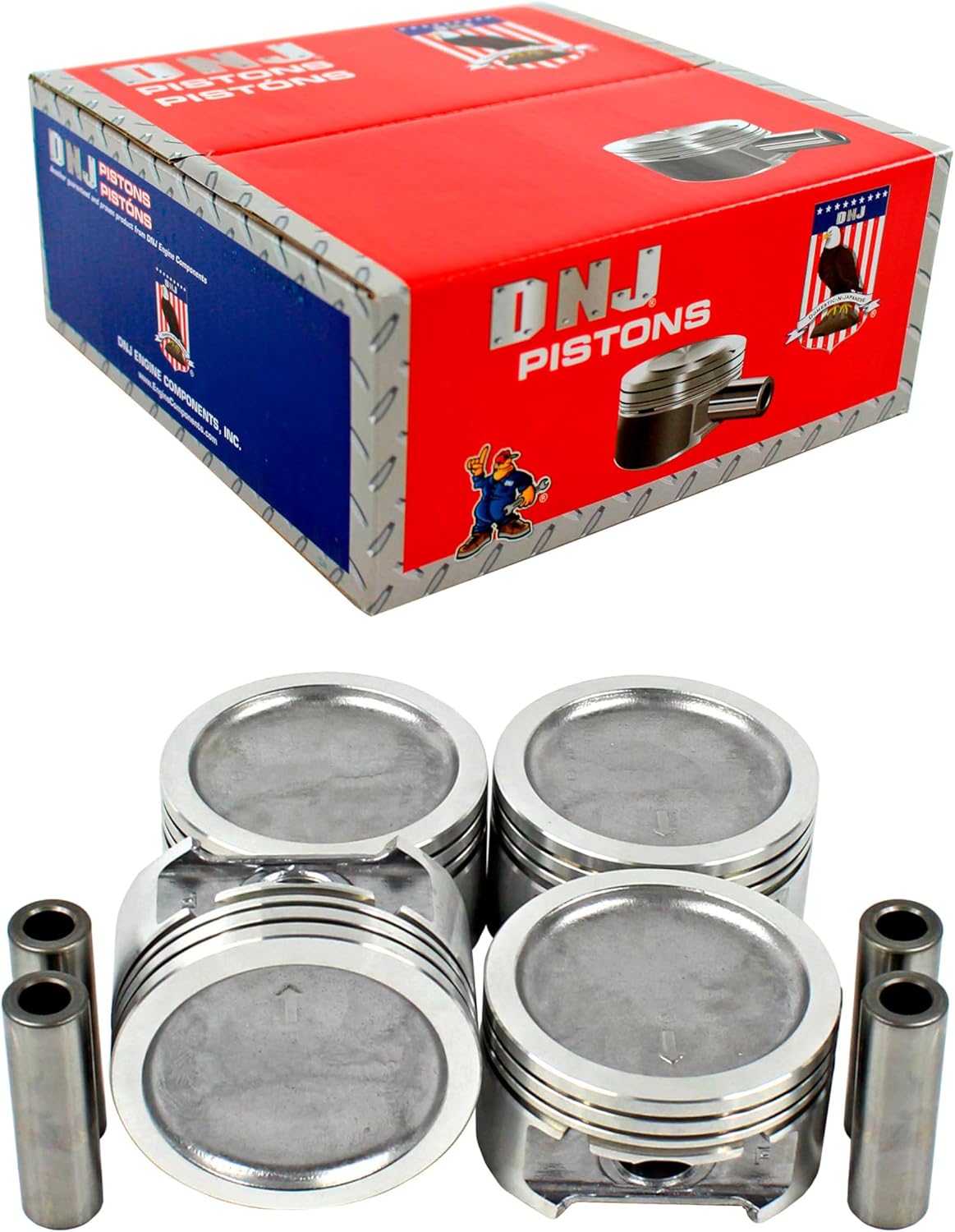 DNJ P328 Piston Set Standard for 1992-2000 Buick, Chevrolet, GMC, Isuzu, Oldsmobile, Pontiac Beretta, Cavalier, Century 2.2L L4 8V OHV 2190cc