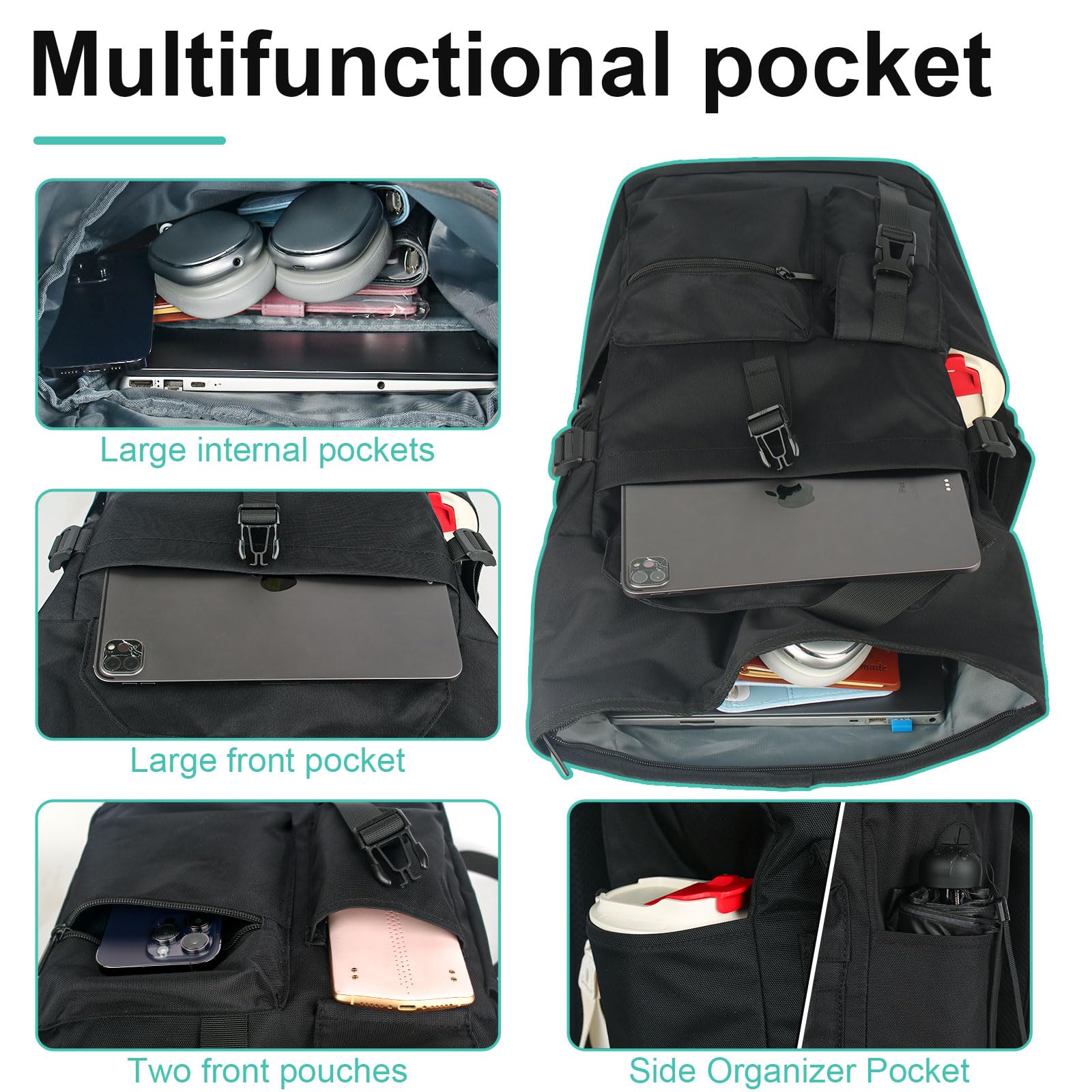 28L Plecak rolltop damski męski, Plecak na laptopa wodoodporny i antykradzieżowy, do pracy, uniwersytetu, podróży, czas wolny