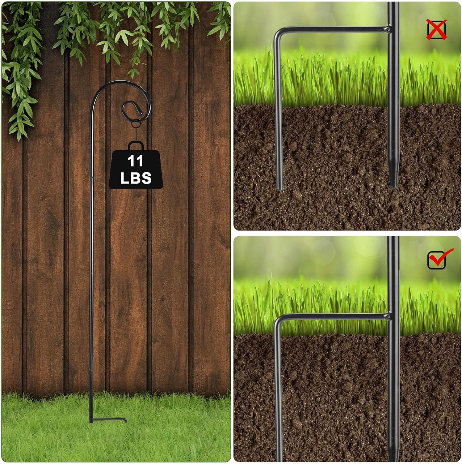 Hicarer 36 Pcs 48 Inch Shepherds Hooks for Outdoor 1/3 Inch Garden Hooks image 4