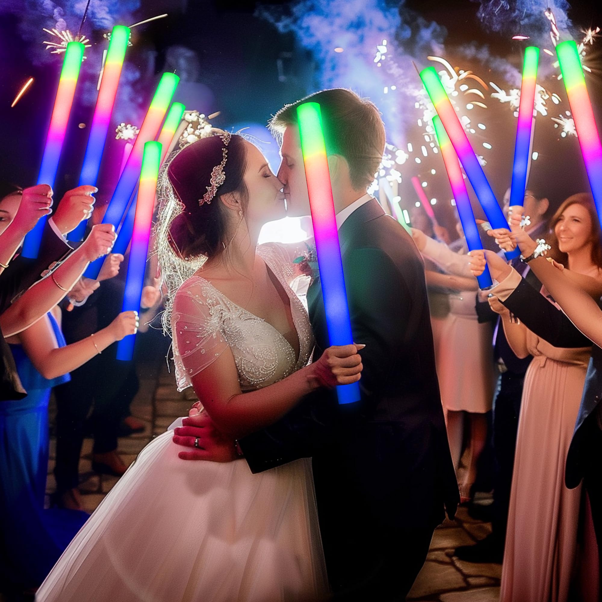 68 Pack led foam glow sticks bulk,wedding glow sticks for reception props?white light-up sticks for adults wedding?light up foam sticks?party light sticks pack,light sticks for parties bulk.