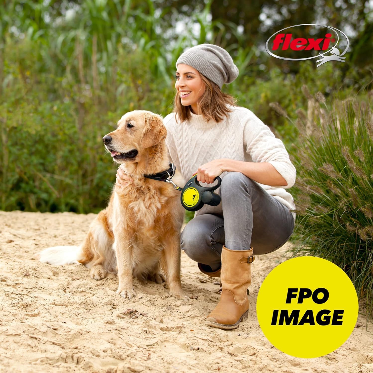 Flexi USA Laisse rétractable géante Fluo (Ruban), Ergonomique, Durable et sans nœuds, pour Chiens pesant jusqu'à 50 kg, 8 m, Taille L, Noir