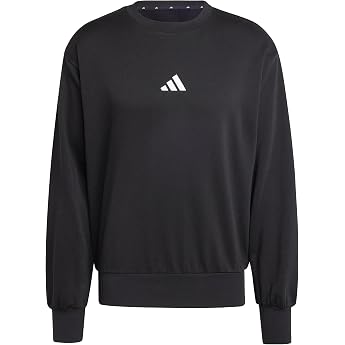 adidas Men's Essentials Feelcozy Fleece Sweatshirt Black/White S