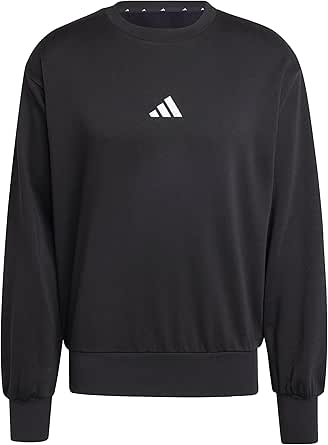 Adidas Uomo Essentials FEELCOZY Fleece Sweatshirt, Black/White, L