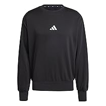 adidas Uomo Essentials FEELCOZY Fleece Sweatshirt, Black, White, L