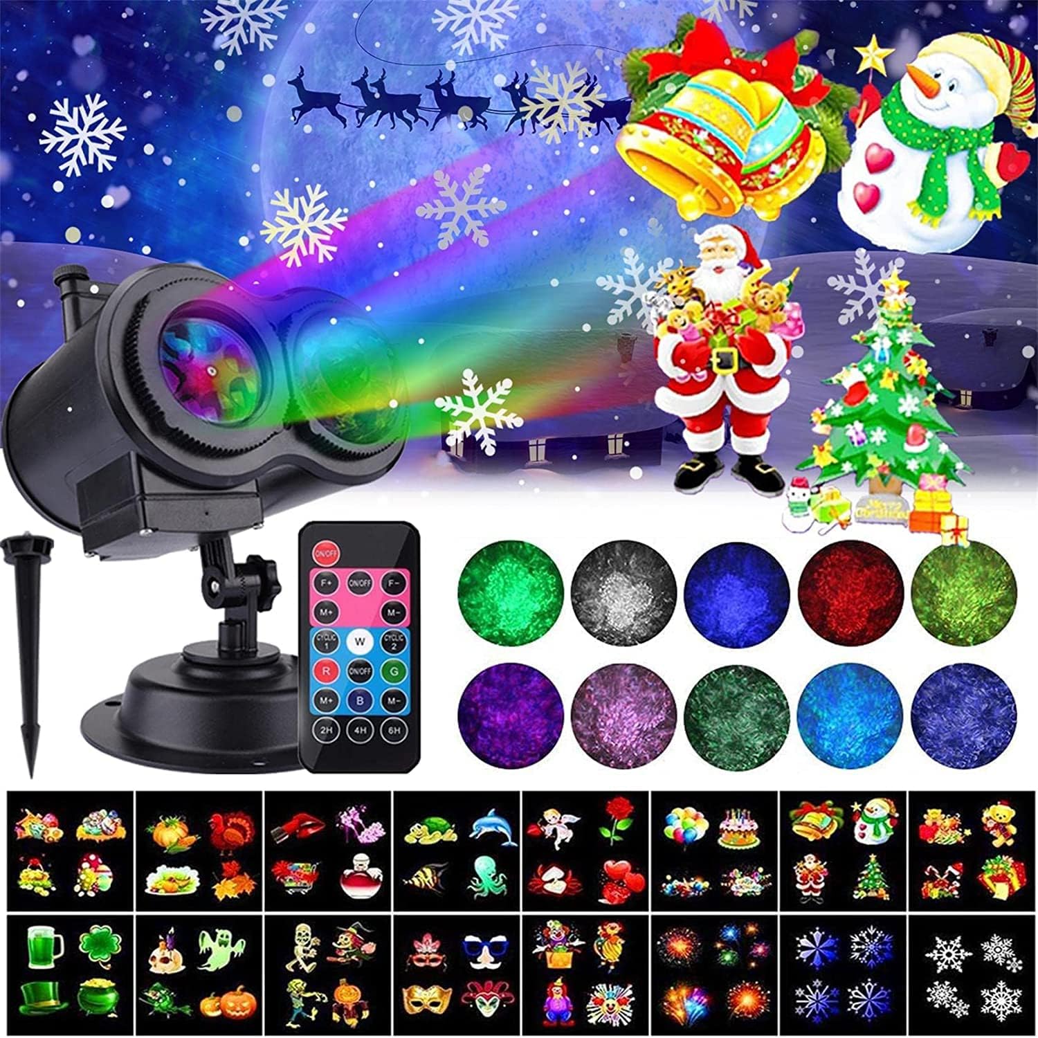 Projecteur Extérieur LJBESTM 12 Diapositives - Décoration Noël Et Halloween, IP44