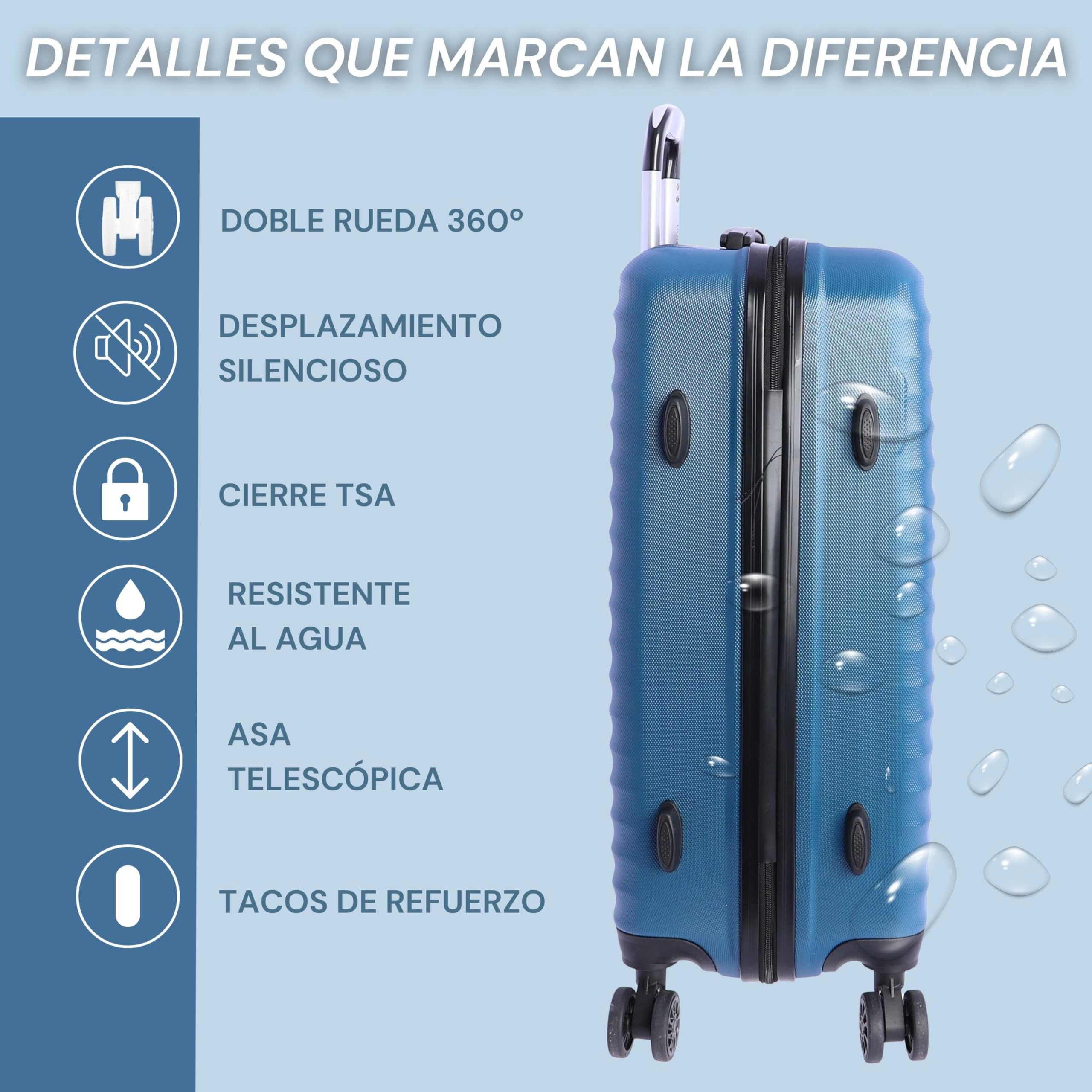 DON ALGODON Medium Suitcase 23 kg | Rigid Travel Suitcase with 4 Double Wheels 360º, TSA Lock and Telescopic Handle | Waterproof Luggage for Airplane Travel, blue, Classic - 5