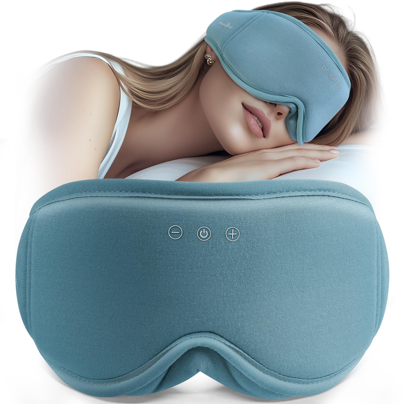 MUSICOZY Sleep Mask Headphones | 100% Blackout 3D Organic Bamboo Cotton Eye Mask for Trave...