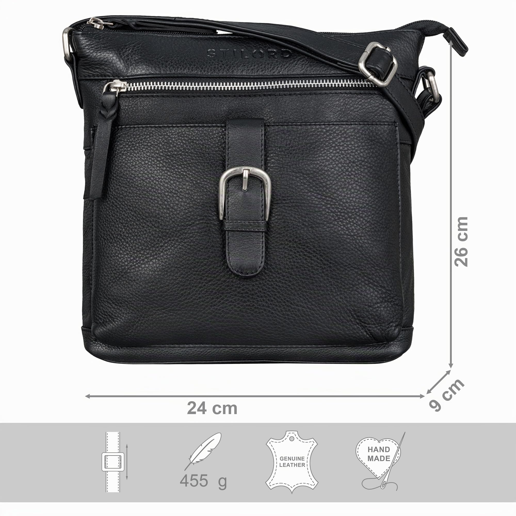 STILORD Theodora Sac Épaule Cuir Véritable Sac à Main en Cuir rétro Femme Sac à bandoulière Petit Sac à bandoulière Loisirs Shopping Soirée Couleur:Noir