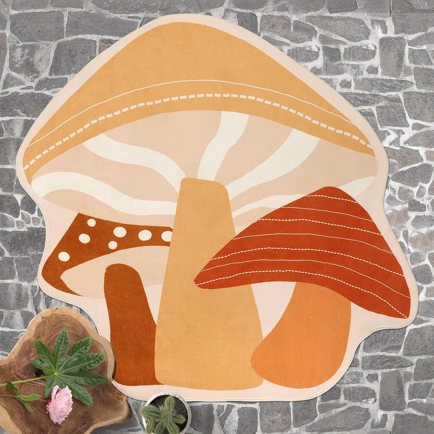 Chaelilife Mushroom Kids Playroom Rug, 4.6' x 5' NonSlip