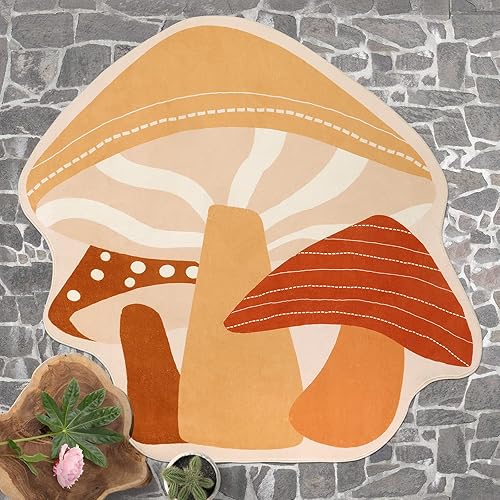 Chaelilife Alfombra de hongo para habitación de los niños, 3.7 x 4 pies, antideslizante, alfombra de área infantil para baño, bonita alfombra suave