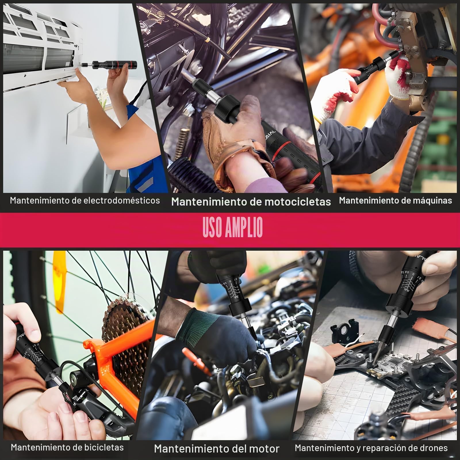 Destornillador Dinamométrico, 1-7Nm, 41 Piezas Juego de Brocas de Destornillador Dinamométrico, 1/4" Llave Dinamométrica para Bicicletas