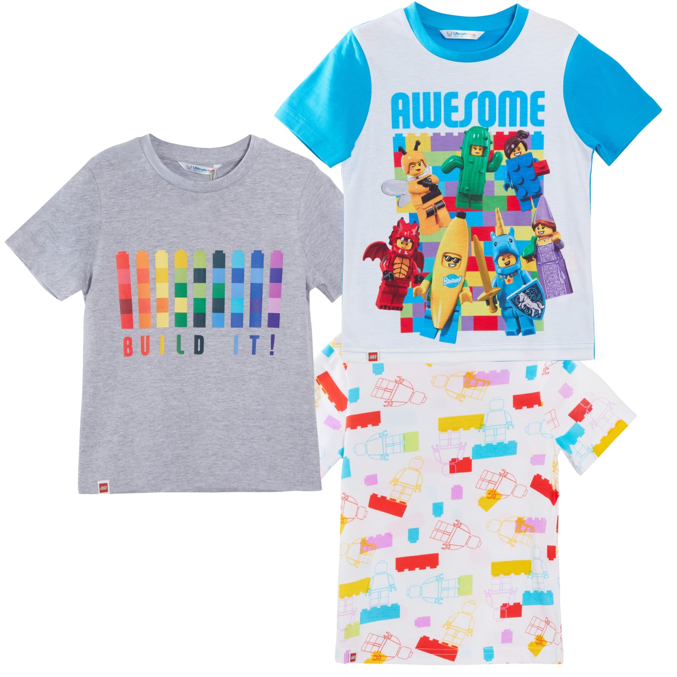 Kids 3 Pack T-Shirts Boys Girls Official Multipack Tops Summer Tees