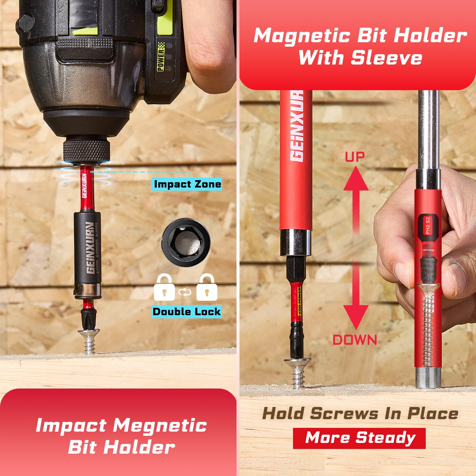 GEINXURN Jeu de 99 embouts de tournevis en acier S2 magnétique Torx/PH/PZ/SL/tête hexagonale, boîte de rangement grise