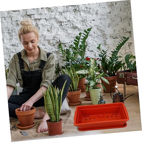 Miniatura 4 de Yardwe Maceta de cultivo de flores, caja de ventana con bandeja de plástico rectangular para plantas, macetas para alféizar de ventana, patio,