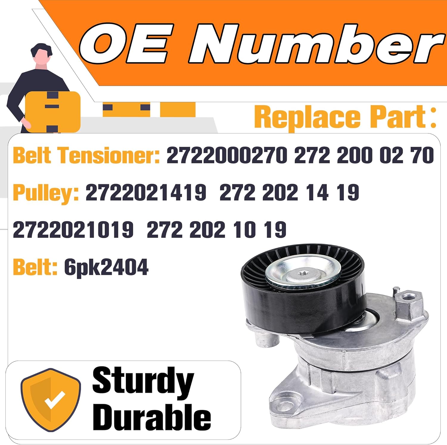 Engine Drive Belt Tensioner & Idler Pulley Belt Tensioner Kit Fit for Mercedes-Benz C230 C280 C300 C350 CLK350 E350 GL450 ML350 ML550 S550 SLK350 2005-2011.Replaces# 2722021419 2722000270 6pk2404