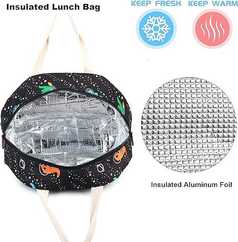 Miniatura 10 de Bolsa de almuerzo con estampado de vaca para mujeres y niñas, lonchera reutilizable con aislamiento térmico para adultos y niños, trabajo, escuela,