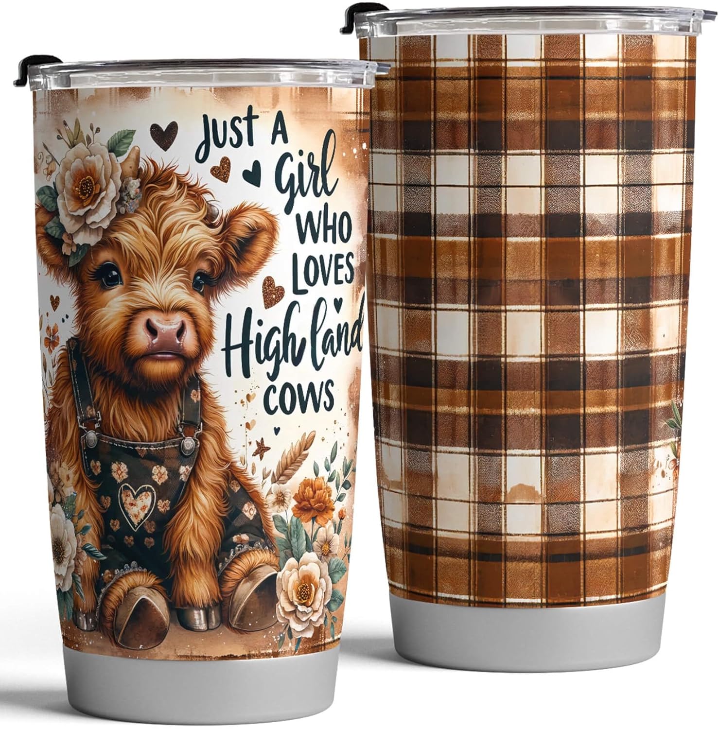 Fancyfams 20oz Cow Tumbler, Stainless Steel Mug, Highland