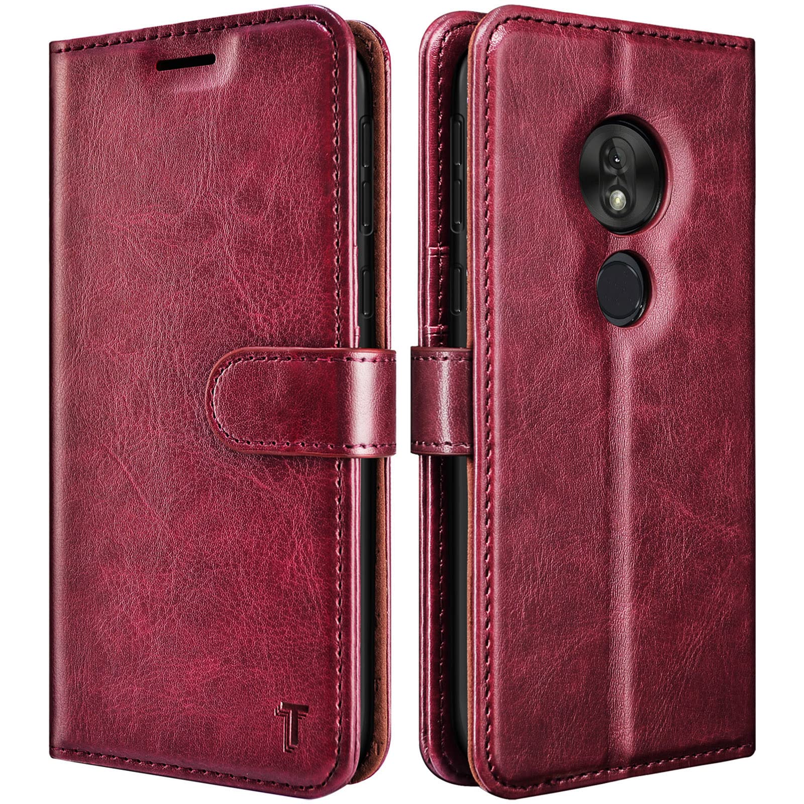 Amazon.com: Tekcoo Wallet Case for Moto G7 Play/T-Mobile Revvlry/Moto G7  Optimo (XT1952DL), Premium [RFID Blocking] Cash ID Credit Card Slots Holder  Carrying Vegan Leather Folio Flip Cover Cases [Wine Red] : Cell
