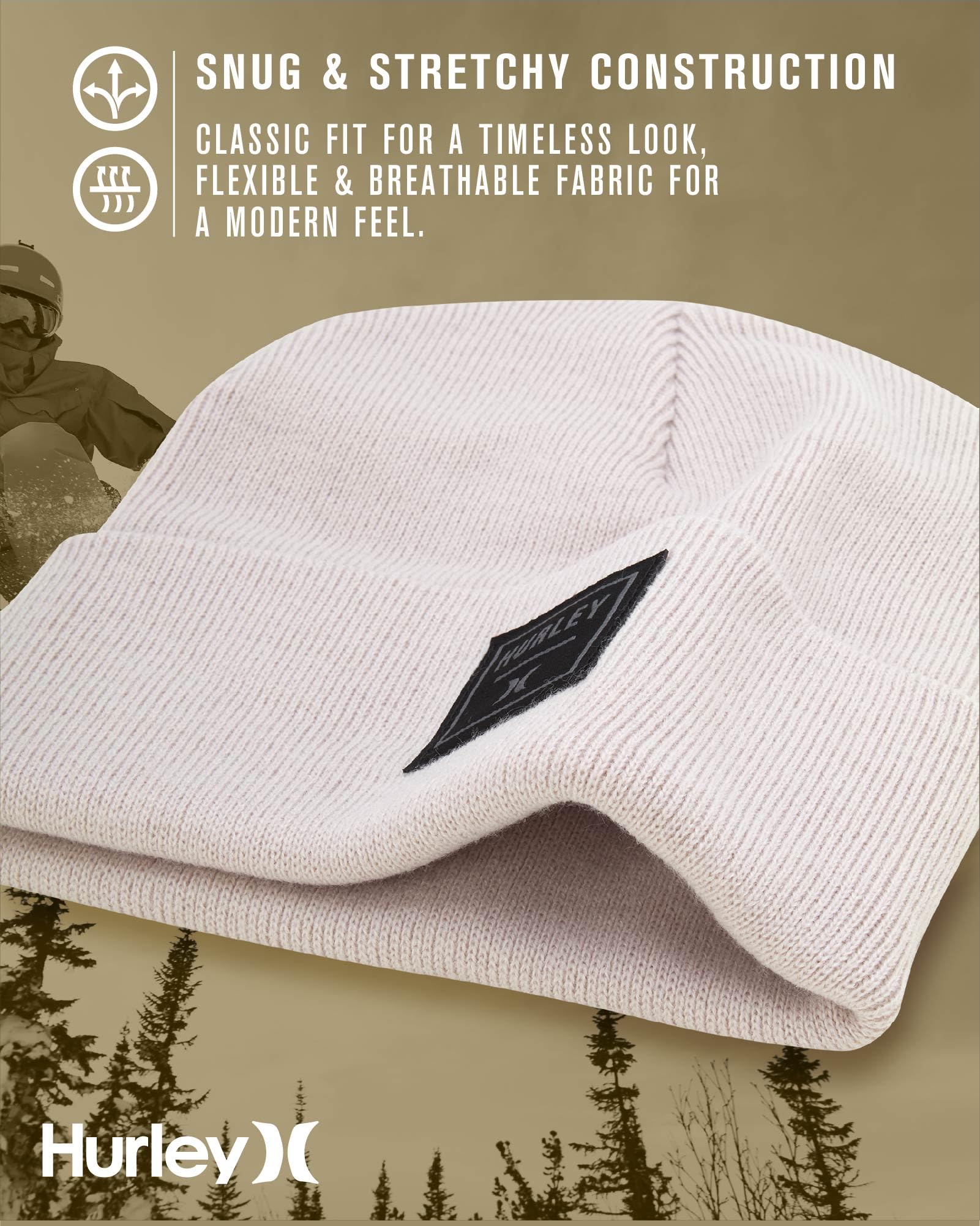 Hurley Shifty Beanie - Gorro de invierno ligero clásico de doble capa para hombre