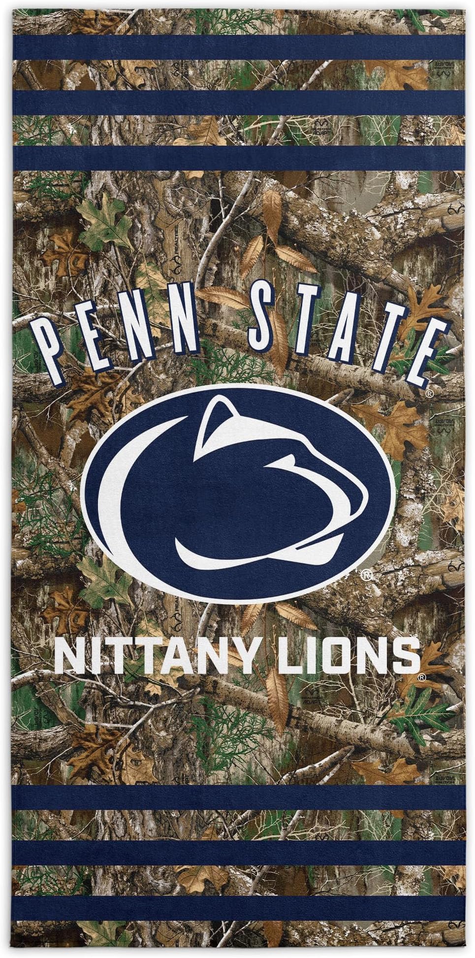 NORTHWEST NCAA Penn State Nittany Lions Unisex-Adult Beach Towel, 30" x 60", Realtree Stripes (Pack of 6)