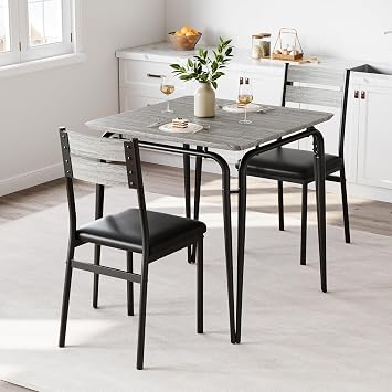 Dining Table Set for 2,3-Piece Dining Table Set with Square Kitchen Table for Apartments, Dining Room, Breakfast Nook, Bedroom